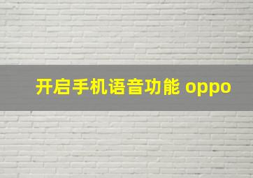 开启手机语音功能 oppo